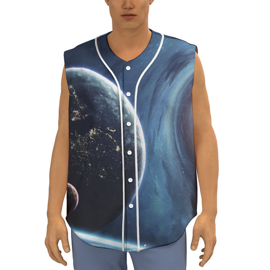 Endless Space Print Sleeveless Baseball Jersey
