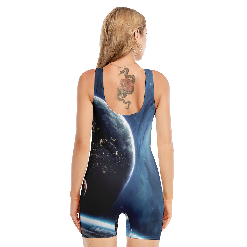 Endless Space Print Sleeveless One Piece Swimsuit
