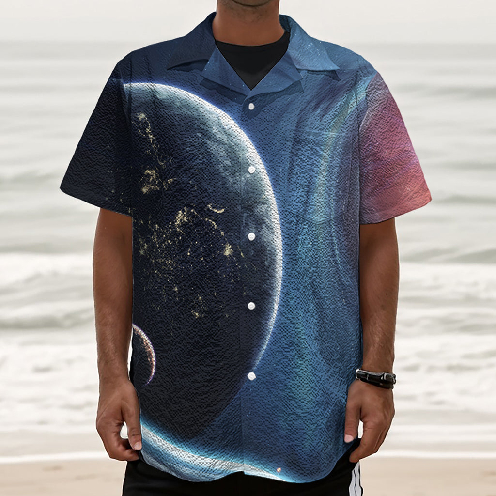 Endless Space Print Textured Short Sleeve Shirt