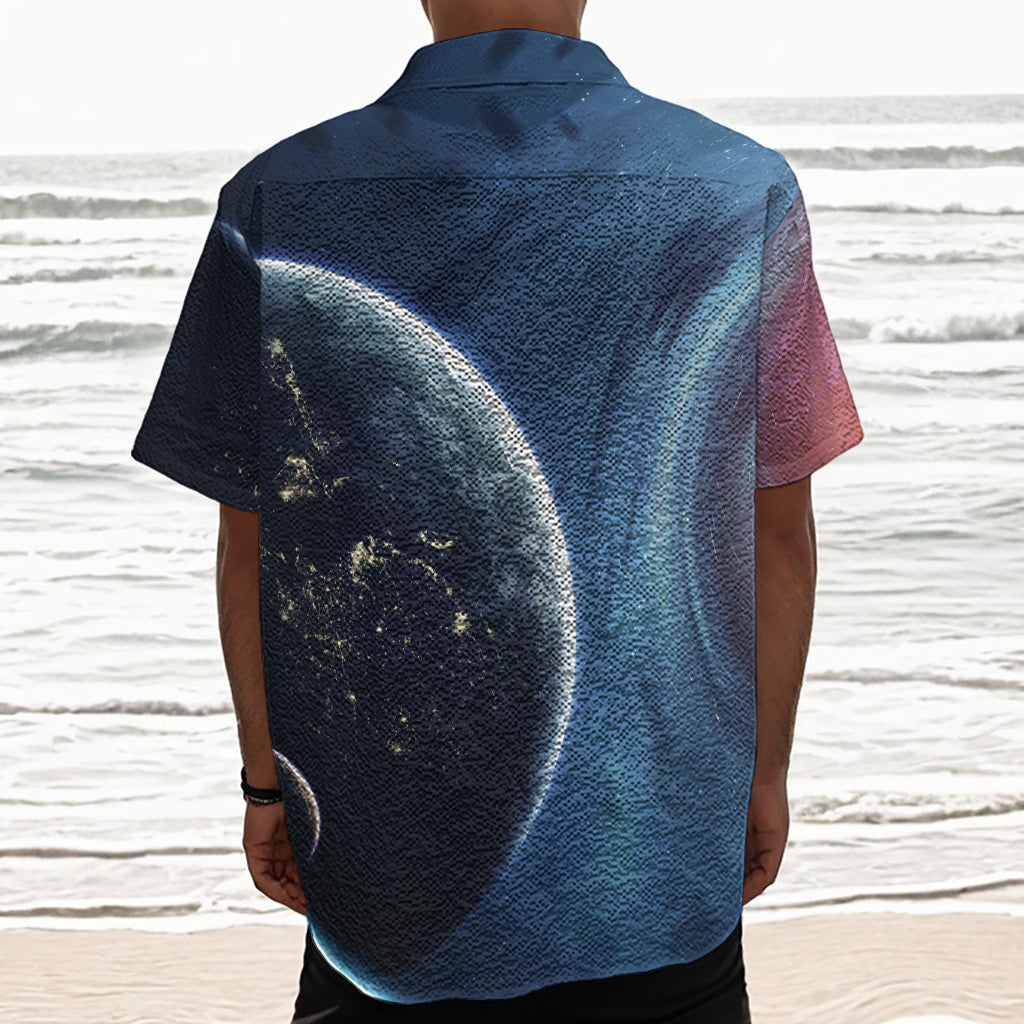 Endless Space Print Textured Short Sleeve Shirt