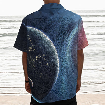 Endless Space Print Textured Short Sleeve Shirt