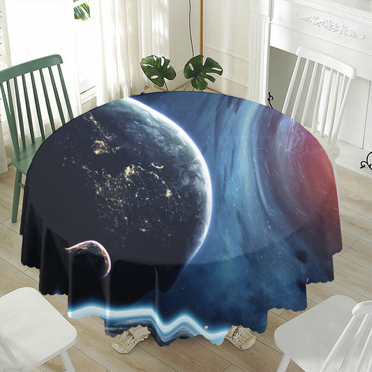 Endless Space Print Waterproof Round Tablecloth