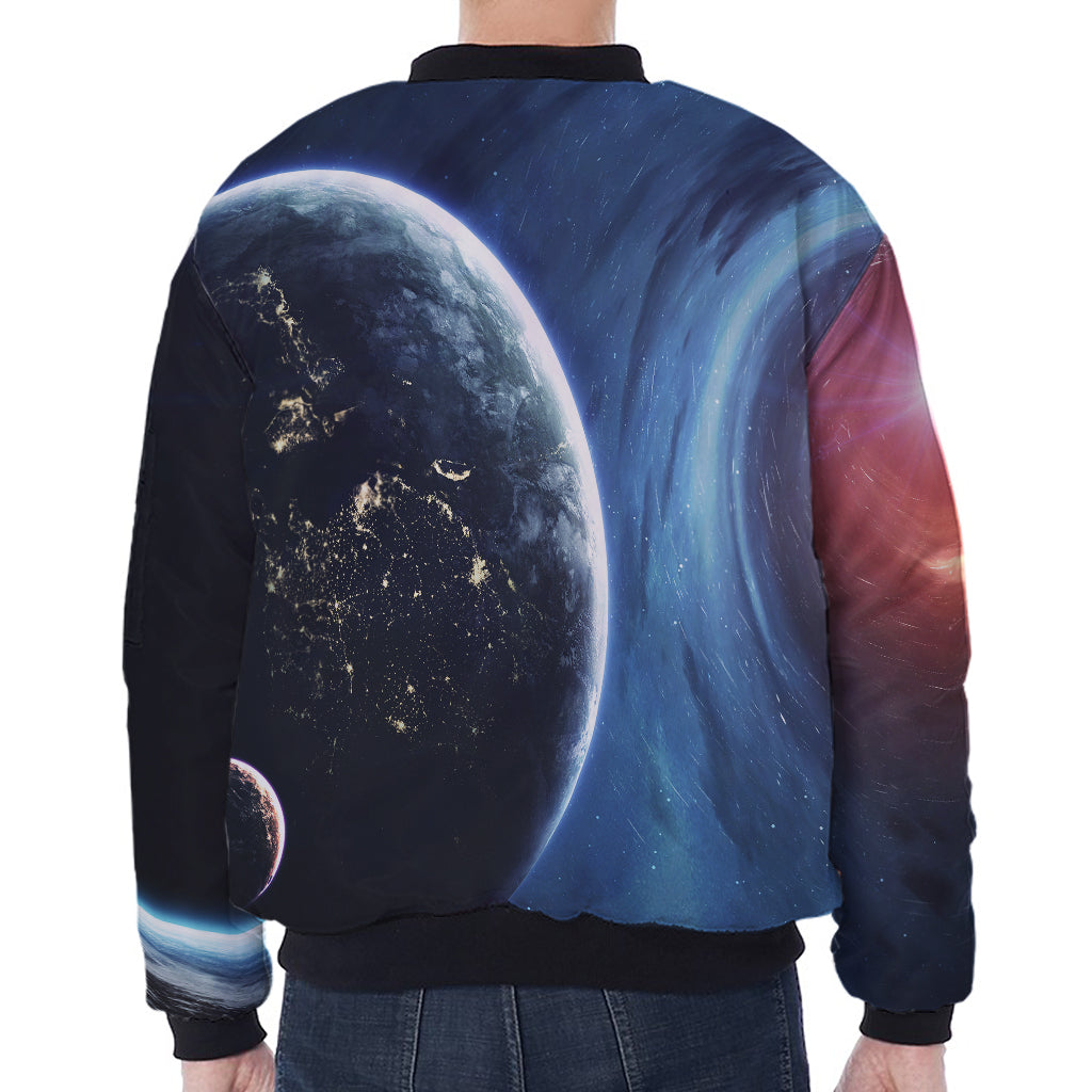 Endless Space Print Zip Sleeve Bomber Jacket