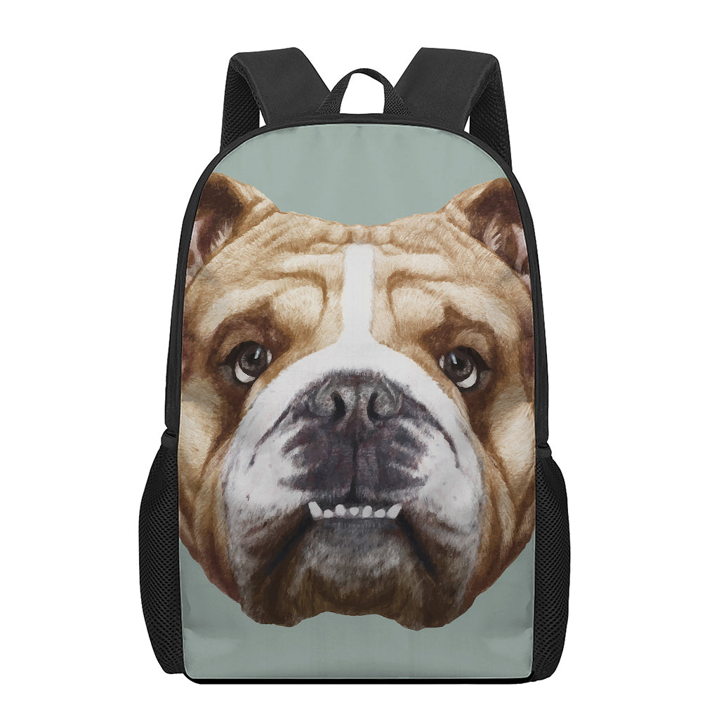 English Bulldog Portrait Print 17 Inch Backpack
