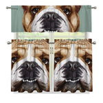English Bulldog Portrait Print 3 Piece Kitchen Curtains