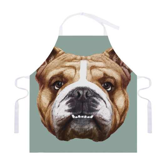 English Bulldog Portrait Print Adjustable Apron