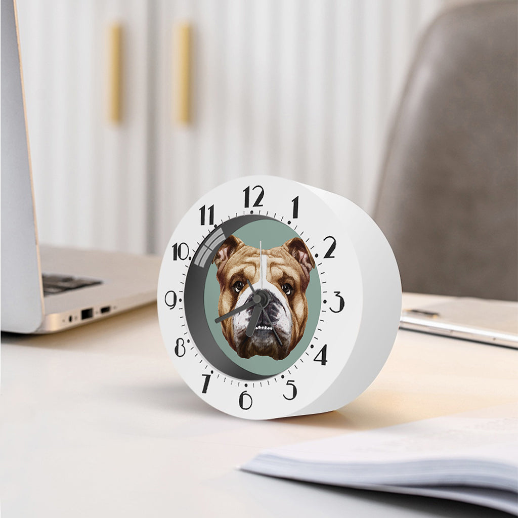 English Bulldog Portrait Print Alarm Clock