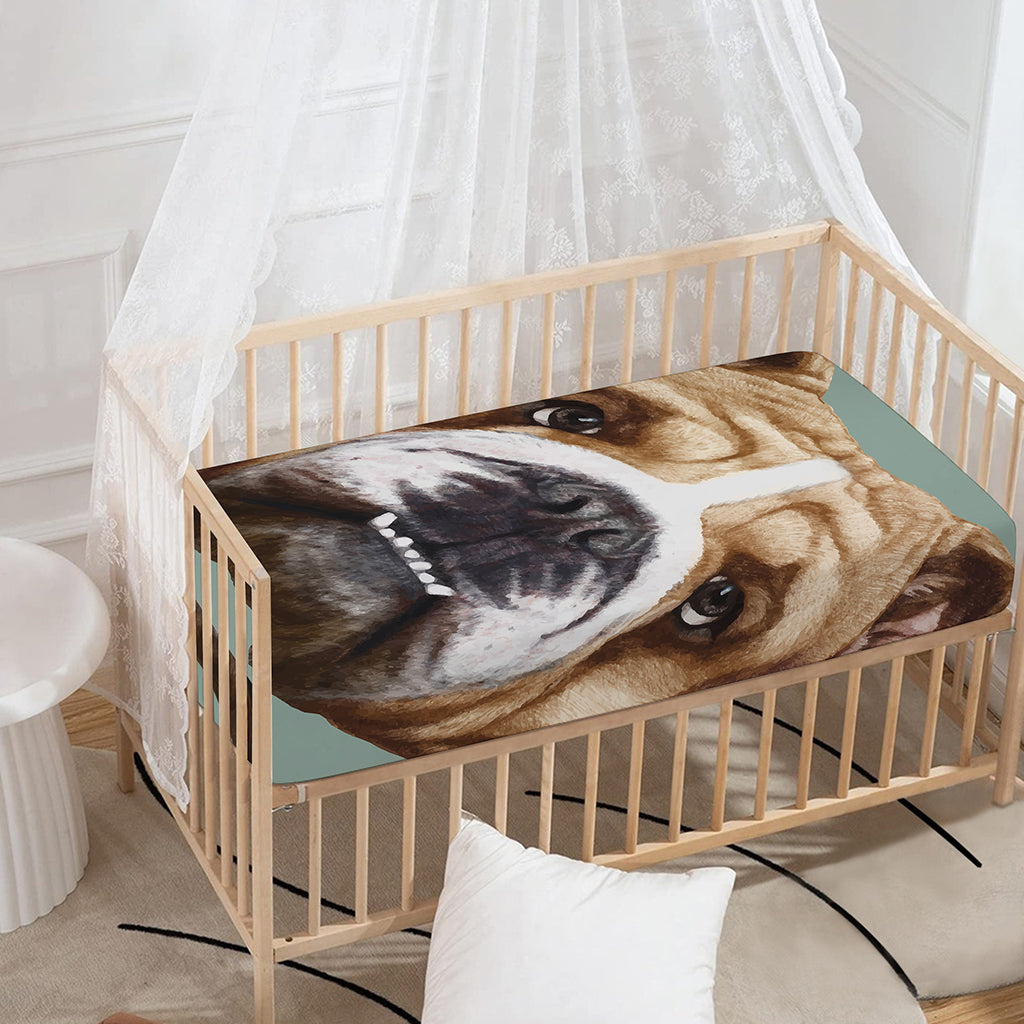 English Bulldog Portrait Print Baby Crib Sheet