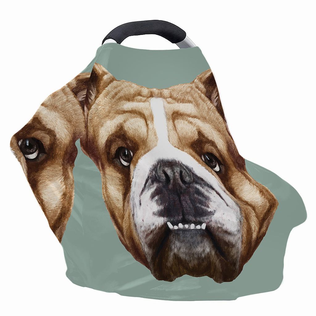 English Bulldog Portrait Print Baby Seat Cover
