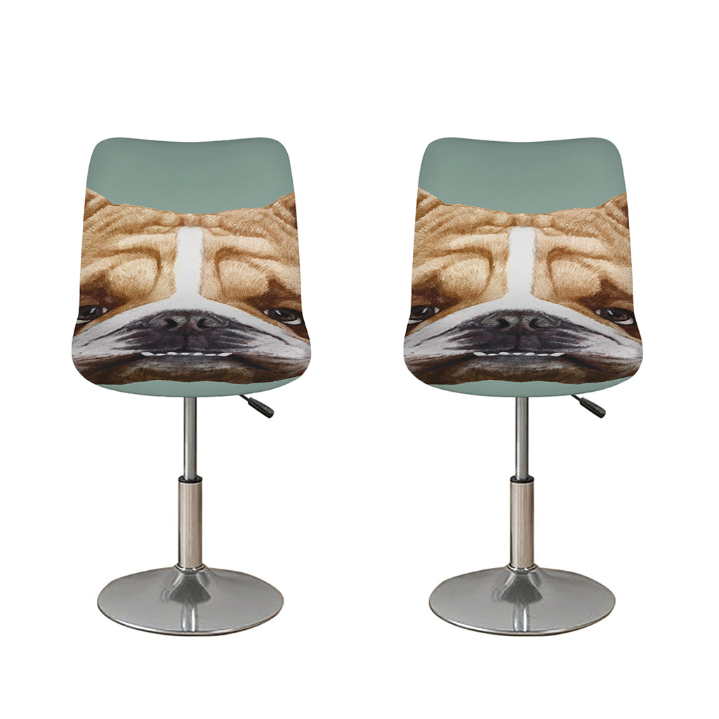 English Bulldog Portrait Print Bar Stool Covers