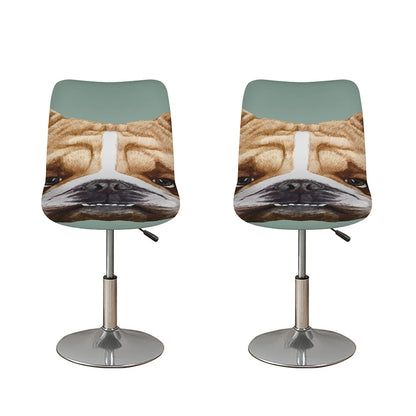 English Bulldog Portrait Print Bar Stool Covers