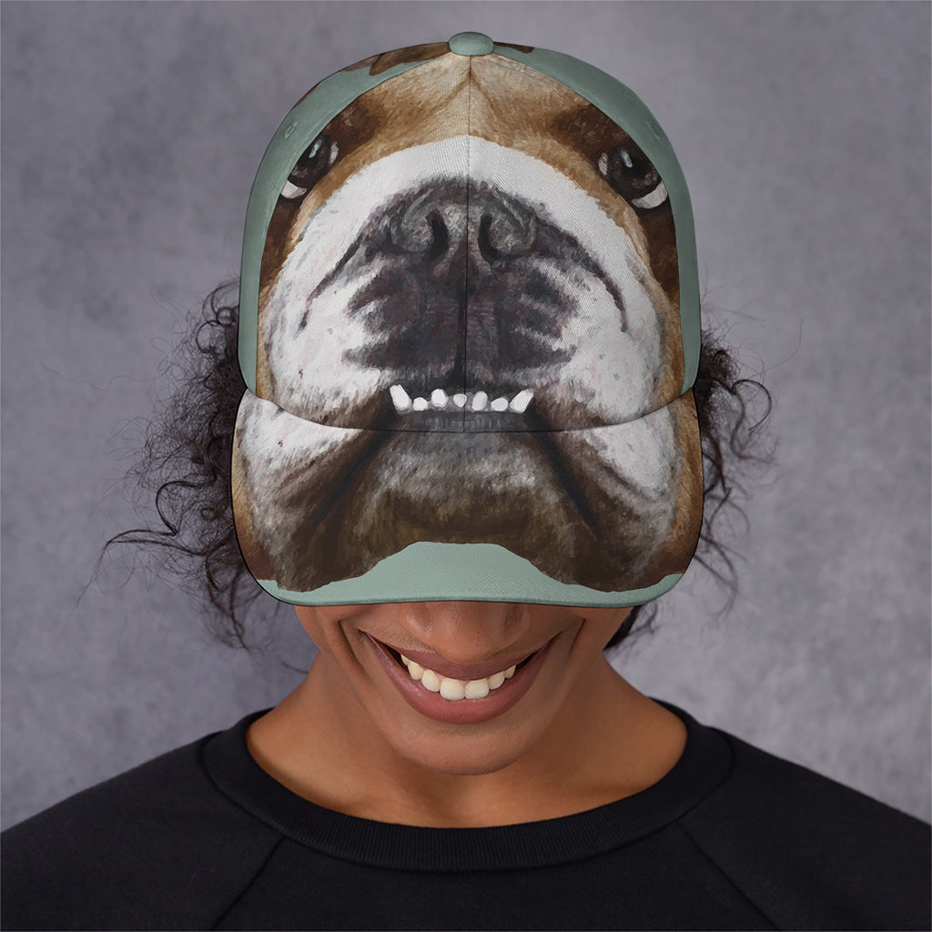 English Bulldog Portrait Print Baseball Cap