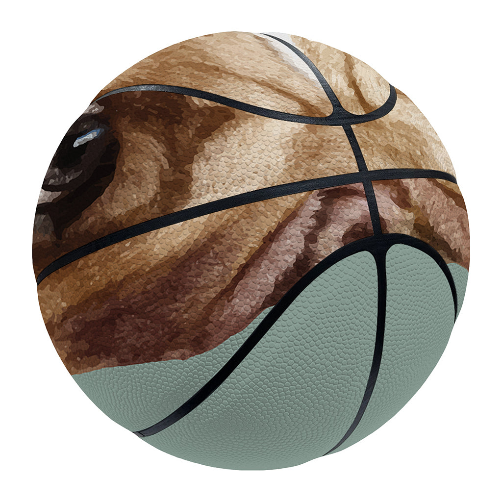 English Bulldog Portrait Print Basketball