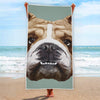 English Bulldog Portrait Print Beach Towel