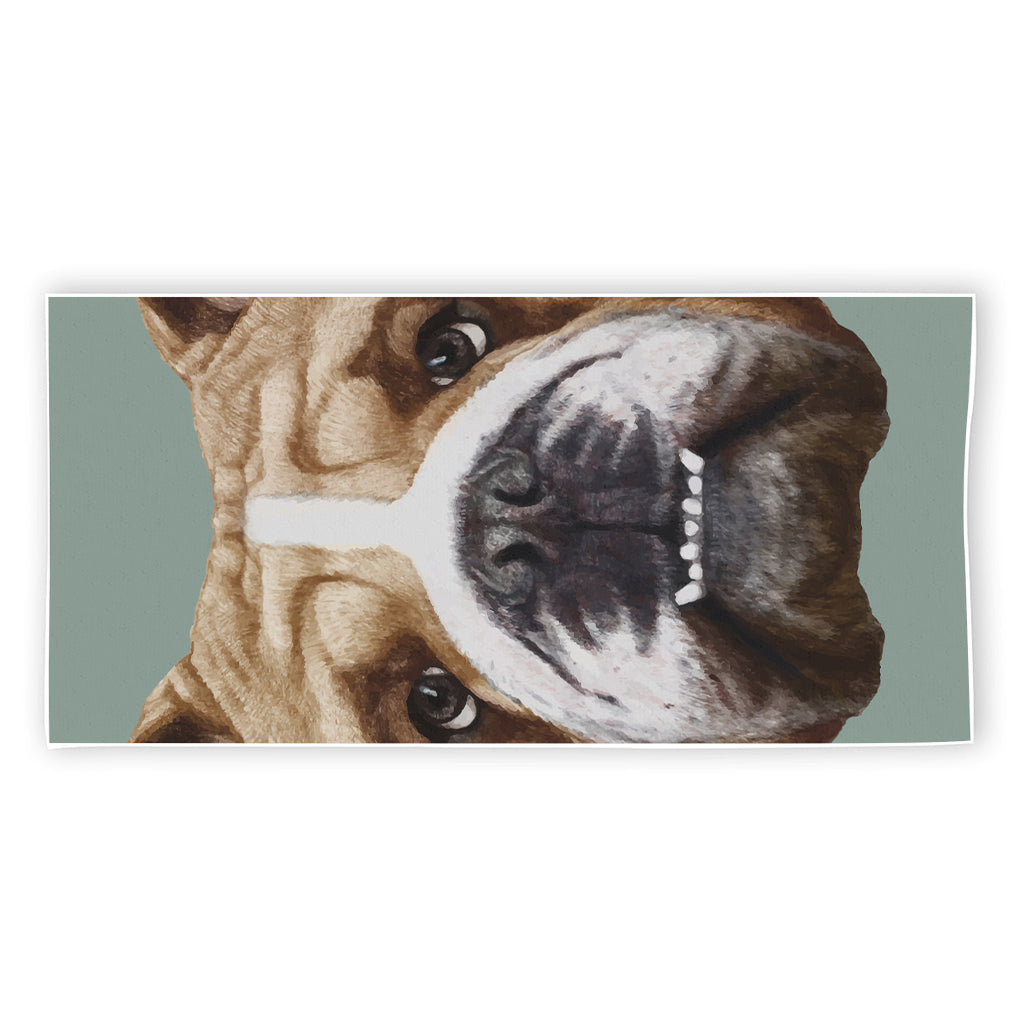 English Bulldog Portrait Print Beach Towel