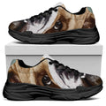 English Bulldog Portrait Print Black Chunky Shoes
