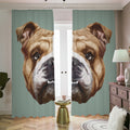 English Bulldog Portrait Print Dimout Pencil Pleat Curtains