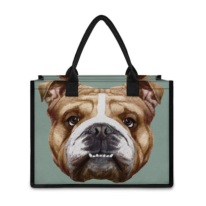 English Bulldog Portrait Print Canvas Tote Bag