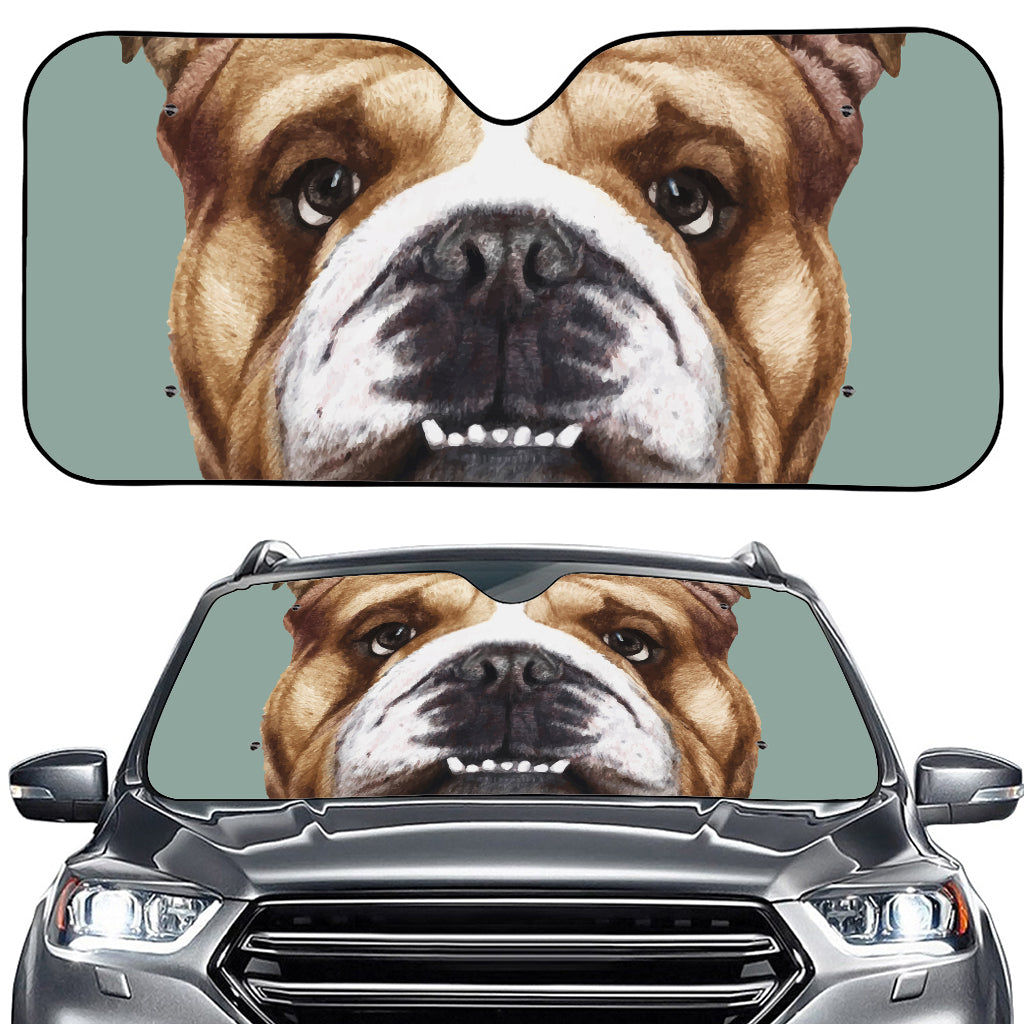 English Bulldog Portrait Print Car Windshield Sun Shade