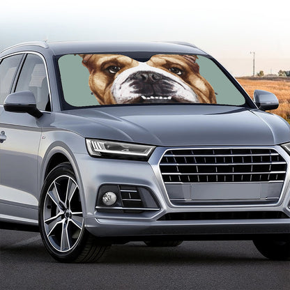 English Bulldog Portrait Print Car Windshield Sun Shade