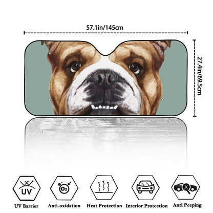 English Bulldog Portrait Print Car Windshield Sun Shade