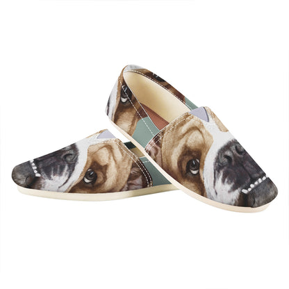 English Bulldog Portrait Print Casual Shoes