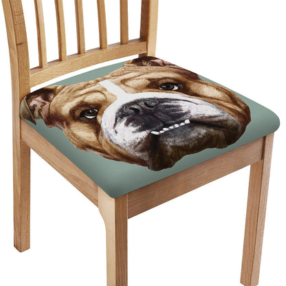 English Bulldog Portrait Print Chair Cushion Cover