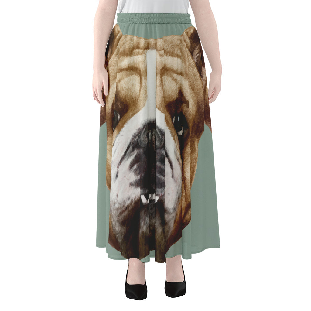 English Bulldog Portrait Print Chiffon Maxi Skirt