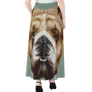 English Bulldog Portrait Print Chiffon Maxi Skirt