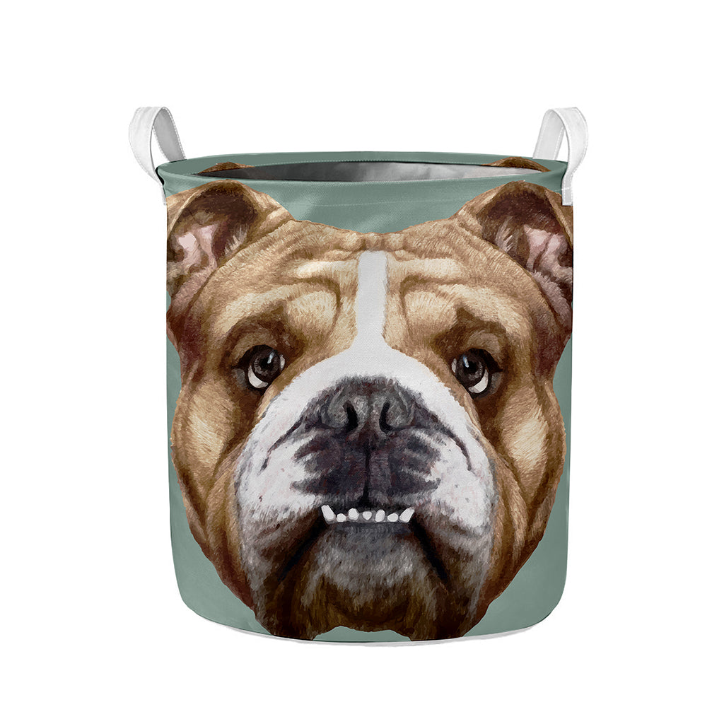 English Bulldog Portrait Print Collapsible Laundry Basket
