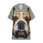 English Bulldog Portrait Print Cotton Hawaiian Shirt