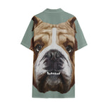 English Bulldog Portrait Print Cotton Hawaiian Shirt
