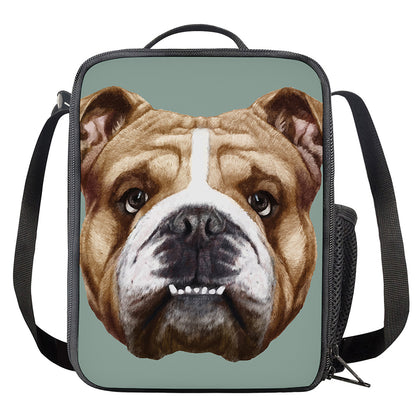 English Bulldog Portrait Print Crossbody Lunch Bag