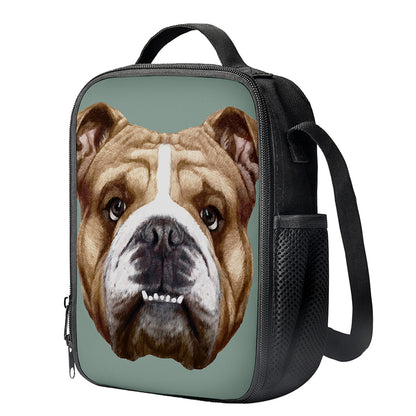 English Bulldog Portrait Print Crossbody Lunch Bag
