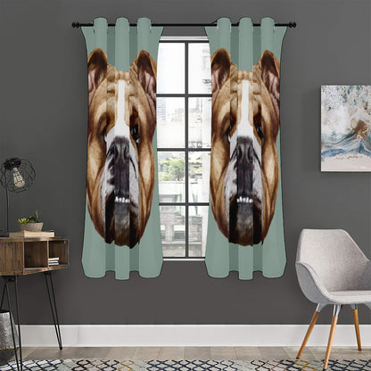 English Bulldog Portrait Print Curtain