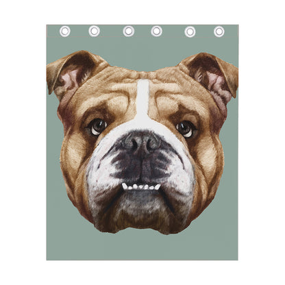 English Bulldog Portrait Print Curtain