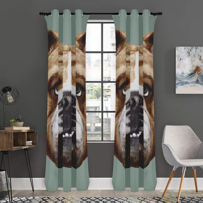English Bulldog Portrait Print Curtain
