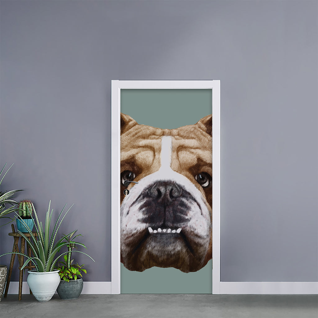 English Bulldog Portrait Print Door Sticker