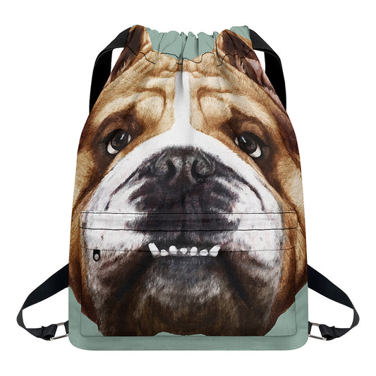 English Bulldog Portrait Print Drawstring Backpack