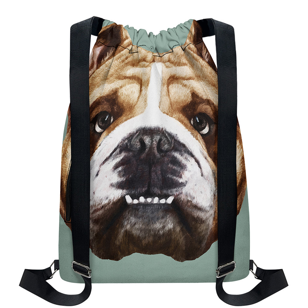 English Bulldog Portrait Print Drawstring Backpack