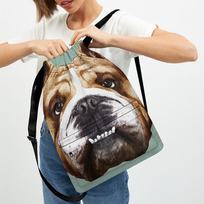 English Bulldog Portrait Print Drawstring Backpack