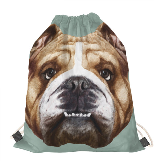 English Bulldog Portrait Print Drawstring Bag