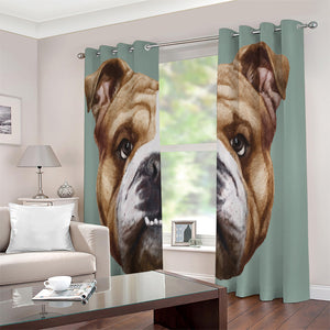 English Bulldog Portrait Print Extra Wide Grommet Curtains