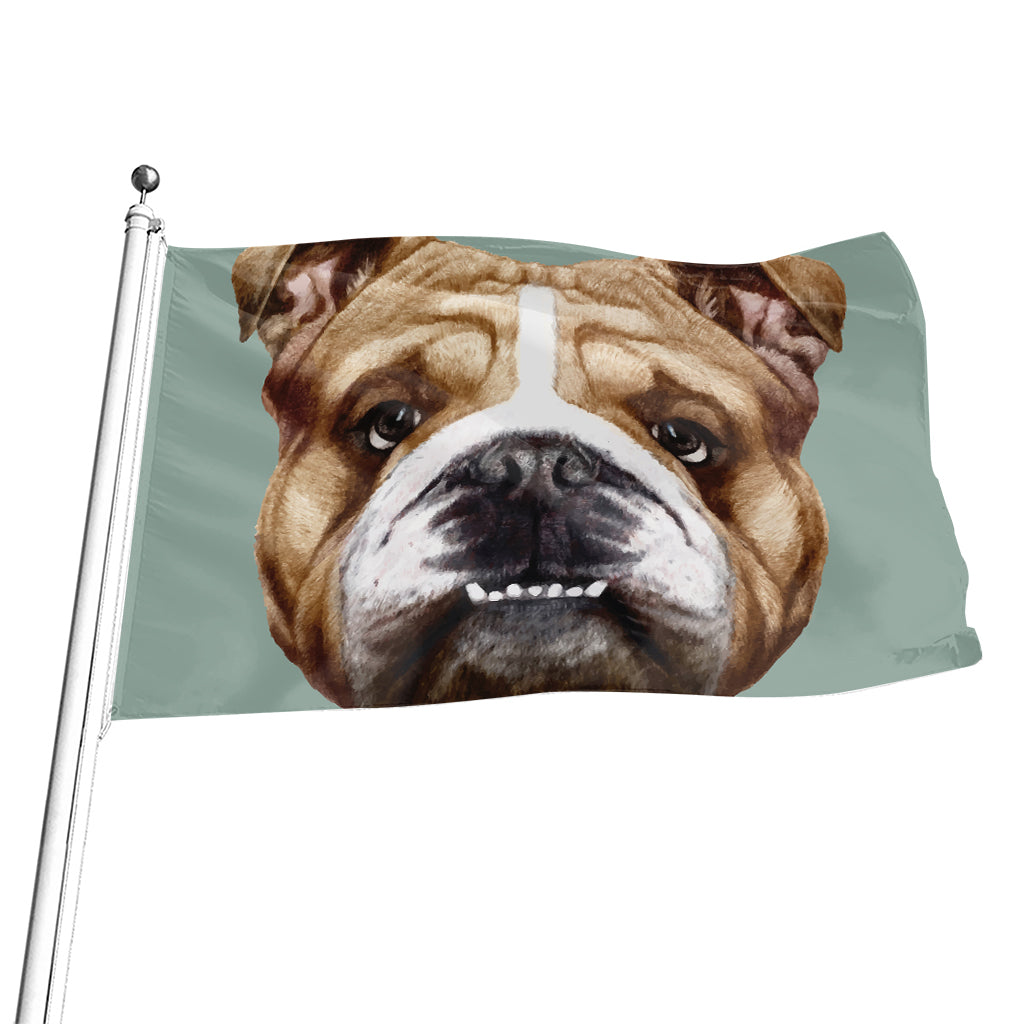 English Bulldog Portrait Print Flag