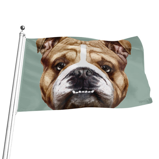 English Bulldog Portrait Print Flag