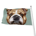 English Bulldog Portrait Print Flag