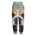 English Bulldog Portrait Print Fleece Lined Knit Pants