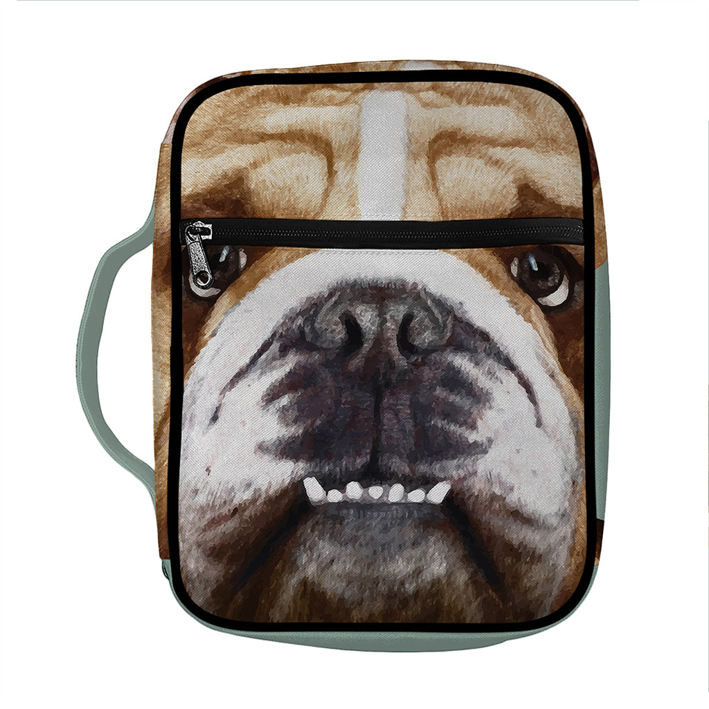 English Bulldog Portrait Print Front Pocket Bible Bag
