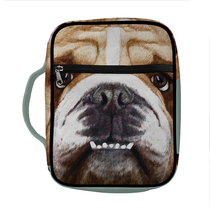 English Bulldog Portrait Print Front Pocket Bible Bag