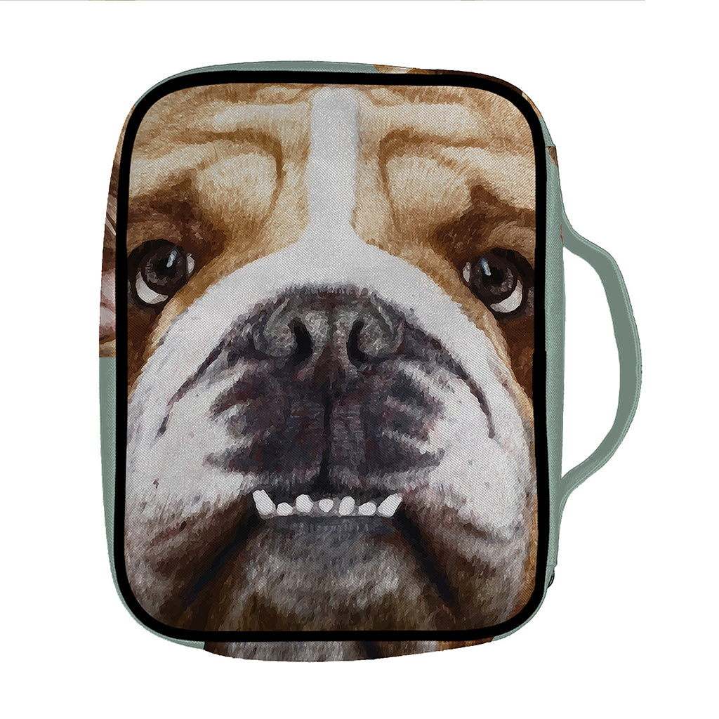 English Bulldog Portrait Print Front Pocket Bible Bag